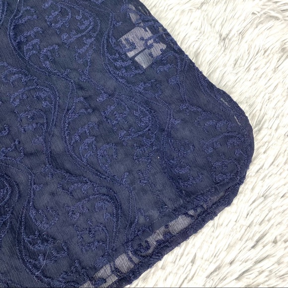 Loft Navy Sheer Lace Long Sleeve Top EUC - Picture 7 of 11